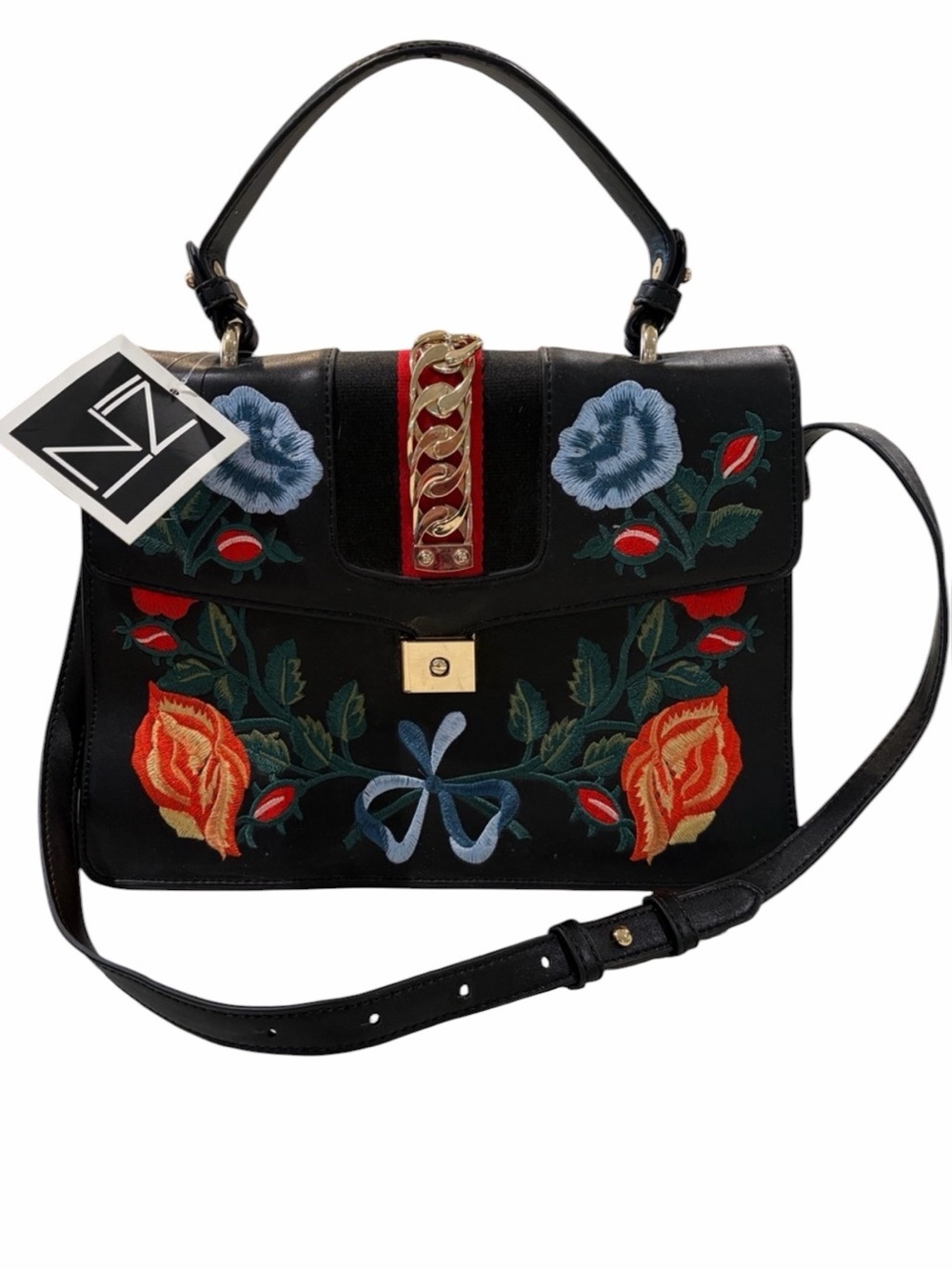 NWT INZI Floral Embroidered Top Handle Bag – Sylvie Style – Tag attached $129